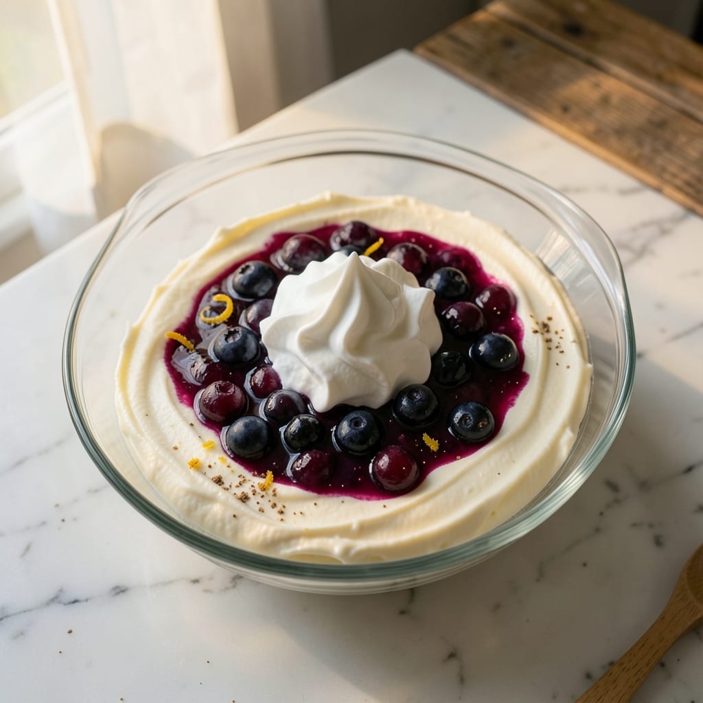 3 Ingredient No-Bake Blueberry Cheesecake Recipe: Cool Cream Cheese Base With Bursting Fruit