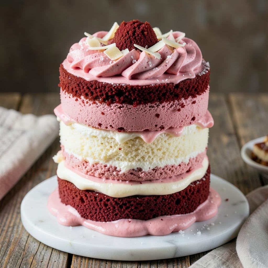 4 Layer Red Velvet Cake Recipe: Velvety Spice and Cream Cheese Frosting Rivers