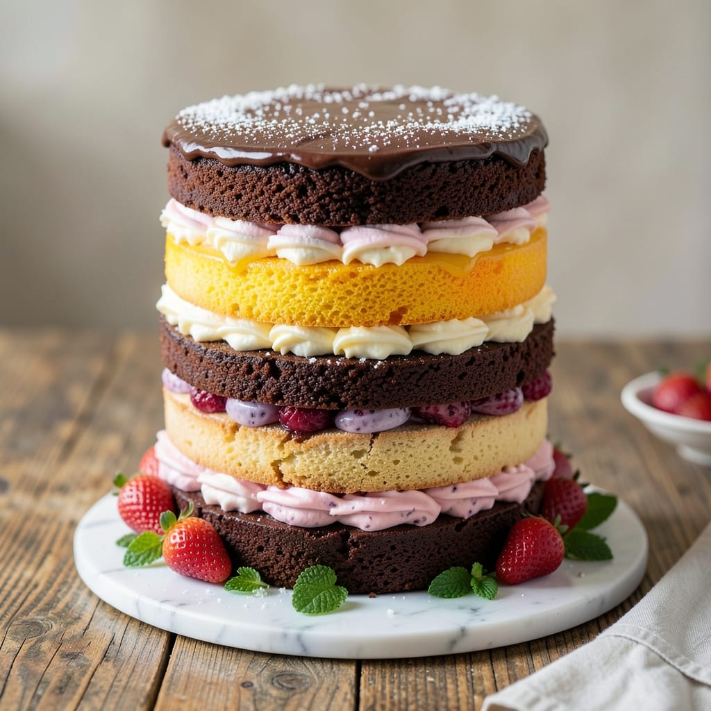 6 Layer Cake Recipe: Precision Vanilla Buttercream Rivers and Crisp Fondant Crowns