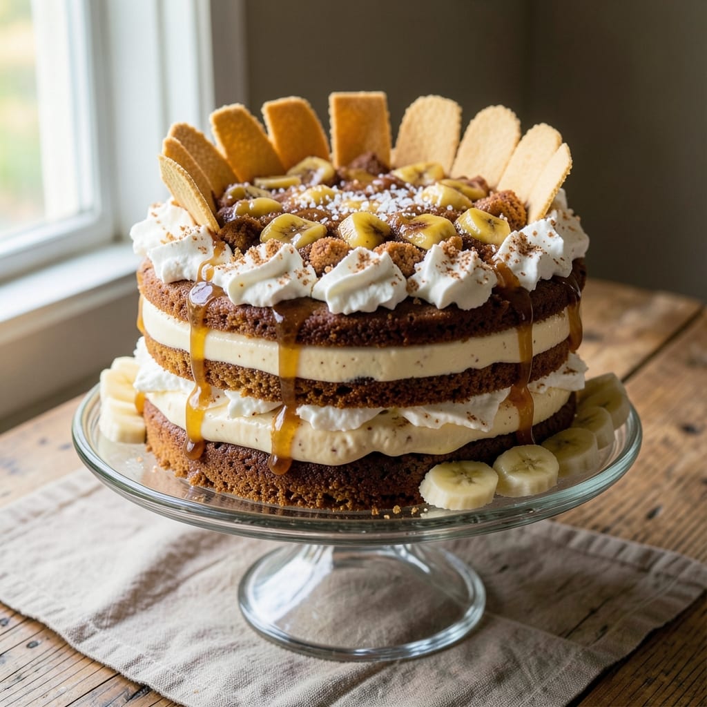 3 Layer Banana Pudding Cake Recipe: Vanilla Buttercream Rivers Over Crisp Fondant Crowns