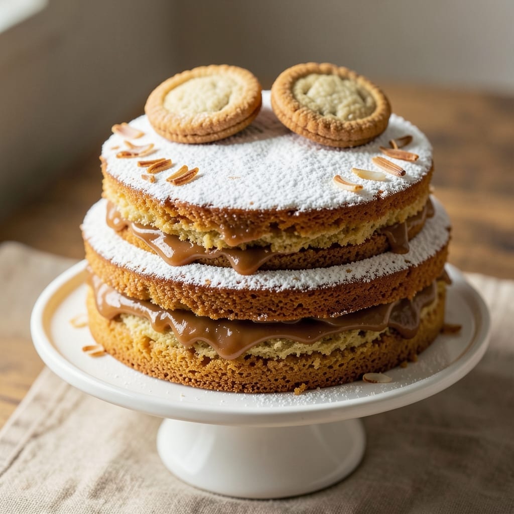 Alfajor Cake Recipe: Layers of Nutty Dulce DE Leche and Crispy Wafers