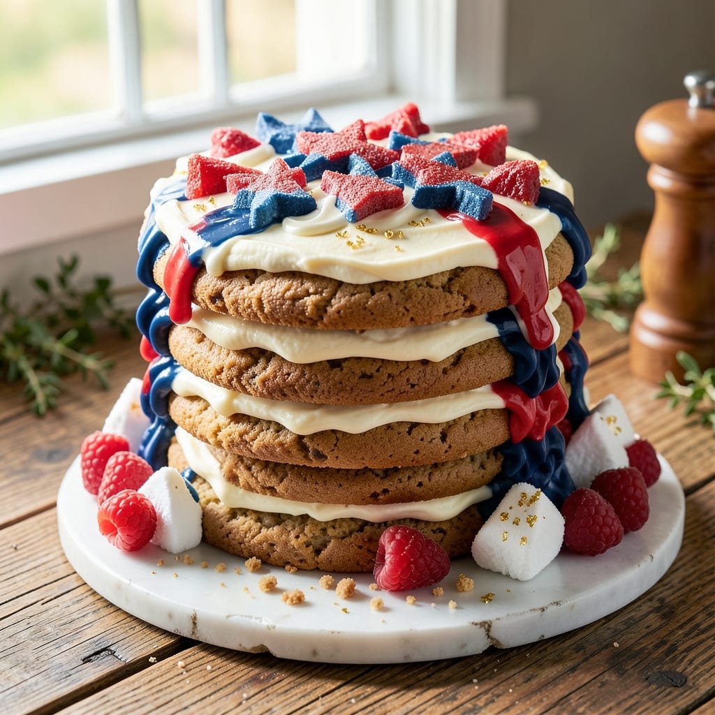 4th of July Cookie Cake Recipe: Patriotic Swirls and Crisp Fondant Flags