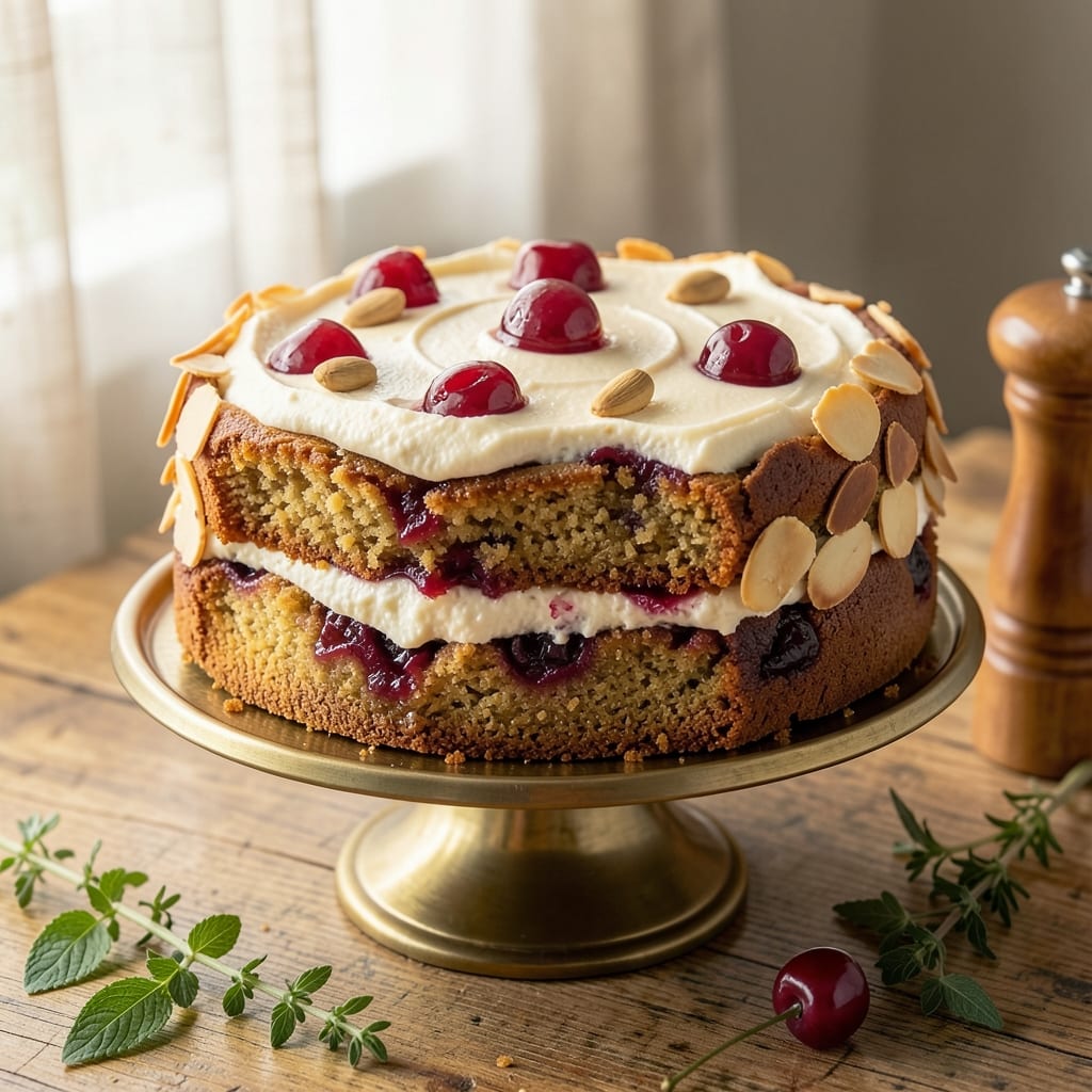 Almond Fruit Cake Recipe: Boozy Vanilla Swirl With Tart Jam Bursts