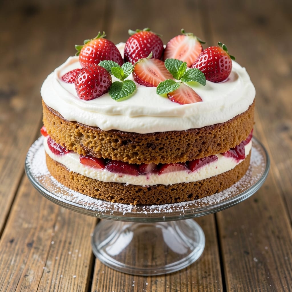 Ambrosia Fresh Strawberry Cake Recipe: Layered Creamy Crunch With Juicy Berries